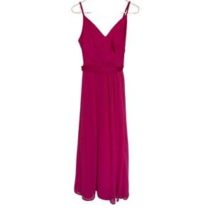 White by Vera Wang Maxi Dress Womens Size 2 Fuchsia Pink A Line Chiffon Party